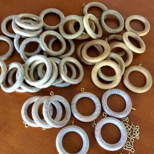 43 Vintage Wooden Curtain Rings.